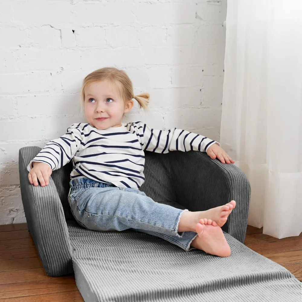 Comoda sedia per bambini per bambini-elegante lettino 2 in 1 in Memory Foam si trasforma facilmente in un morbido divano per bambini