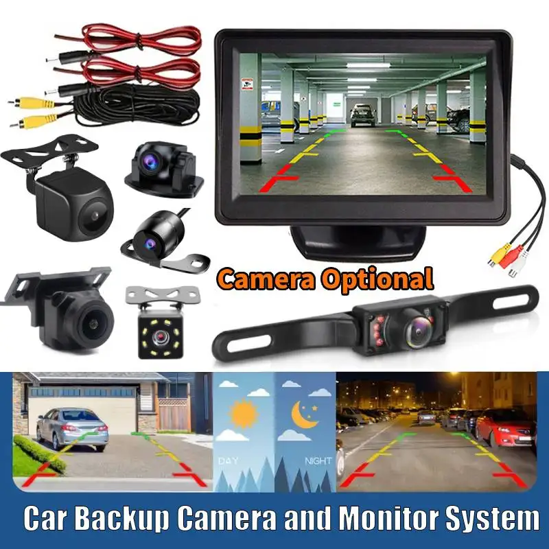 

10.92cm Universal Rear View Backup Camera with Monitor Kit Car Safety Driving & Reversing Parking System for Vehicles, Pickup