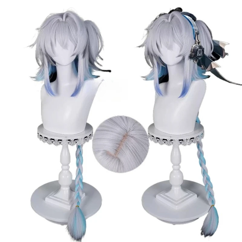 Synthetische Cosplay-Perücken Haarteil Cosplay Wuthering Waves Buling Cos Lange, hübsche, niedliche, farbenfrohe Damen-Perücke mit simulierter Kopfhaut