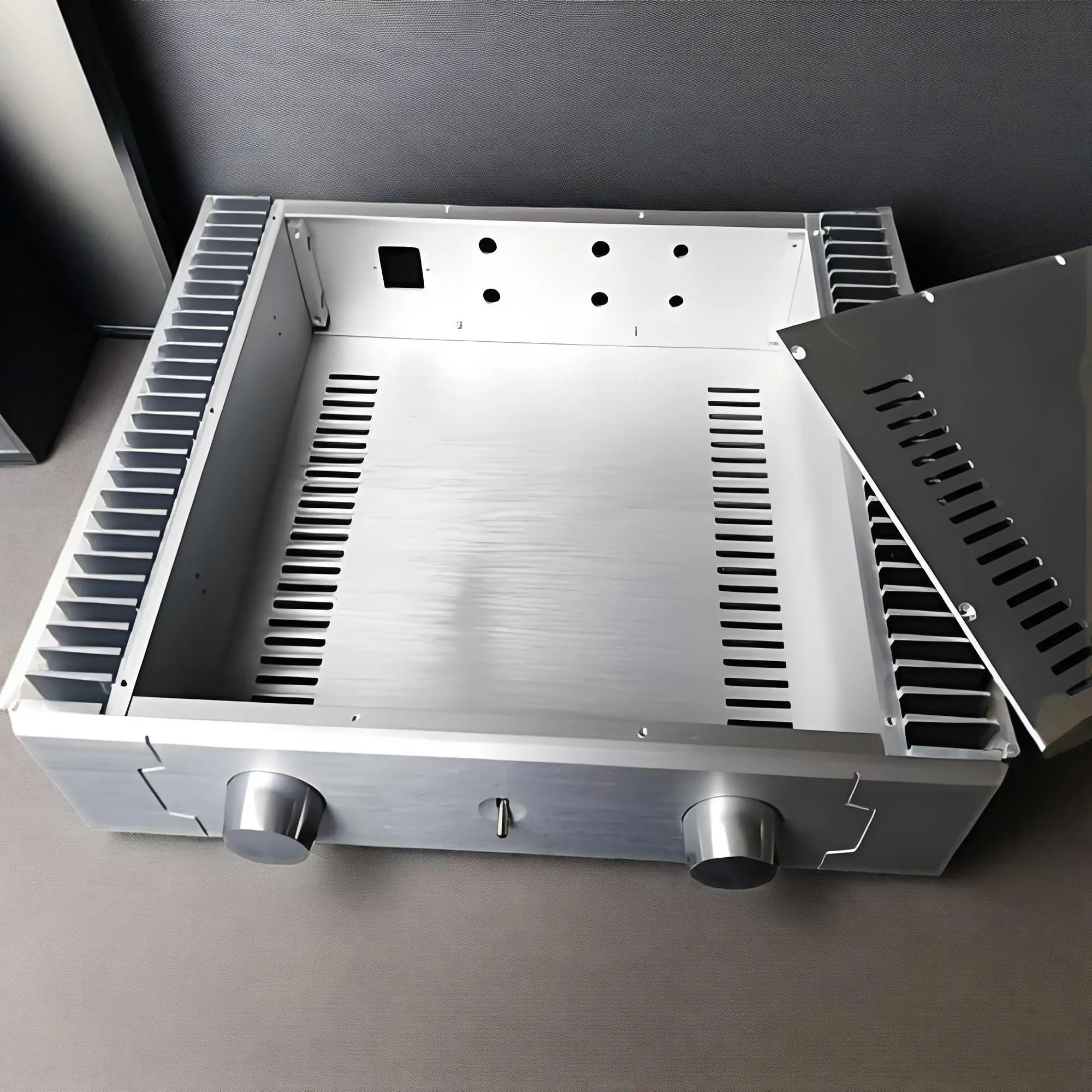 Custom Stainless Steel Sheet Metal Amplifier Enclosure Aluminum CNC Machined Hifi Speaker Accessory Electronic Audio Box