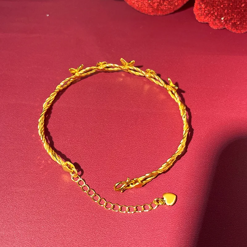 

Gold Shop Same Style 9999 24K Real Gold Women's Gold Bracelet Open Bracelet Fashion Gift Beautiful Jewelry