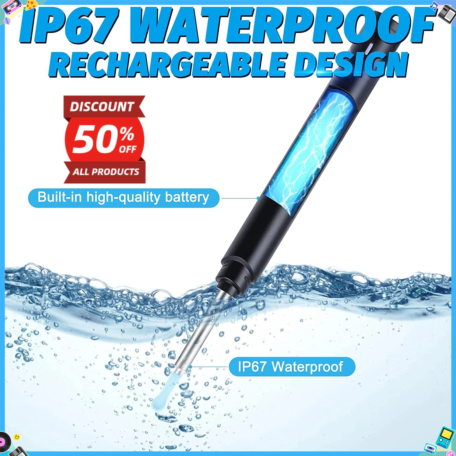 

Camera, in-1 Ear Wax Removal Kit with LED Light, Rechargeable Ear Cleaner Endoscope for Safe Home Use, iPhone Android Compatible