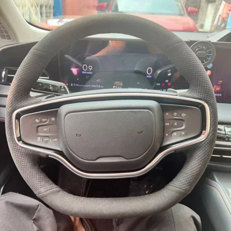 Custom Hand-stitched Black Car Steering Wheel Cover Anti-slip Suede Leather For Lincoln Corsair MKZ Nautilus MKC Z Car Accessory