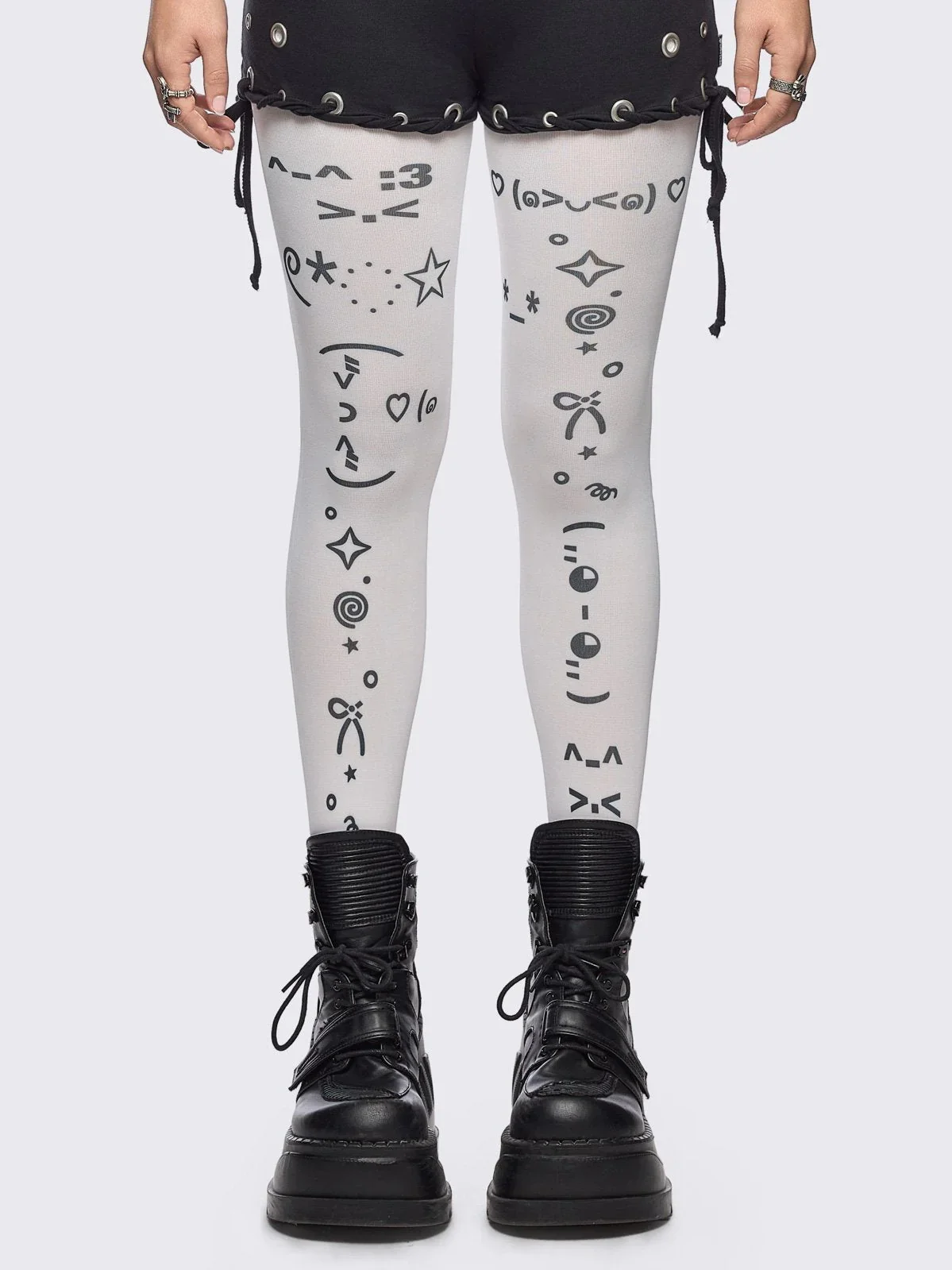 

Cute cartoon printed stockings Harajuku knee high socks cosplay cute white graffiti socks Kawaii retro 2000s Y2K style Emo girl