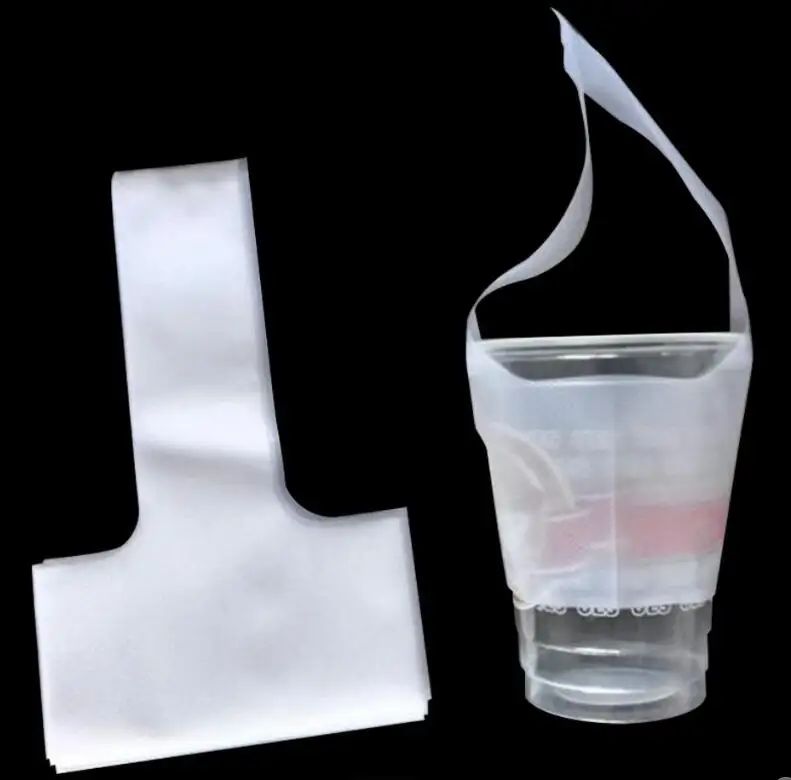 12.5*23cm T-shape Transparent Plastic Single Cup Packaging Bags Juice Coffee Milk Cup Taking Out Carrier Pouch Beverage Clear Pa