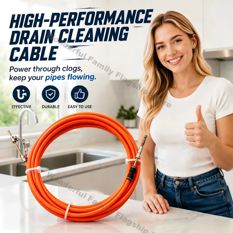 5mm Flexible Drain Cleaner Auger Tool - Copper Plated Steel Cable with PE Tube for Sink Sewer Pipeline Unclog and Dredging