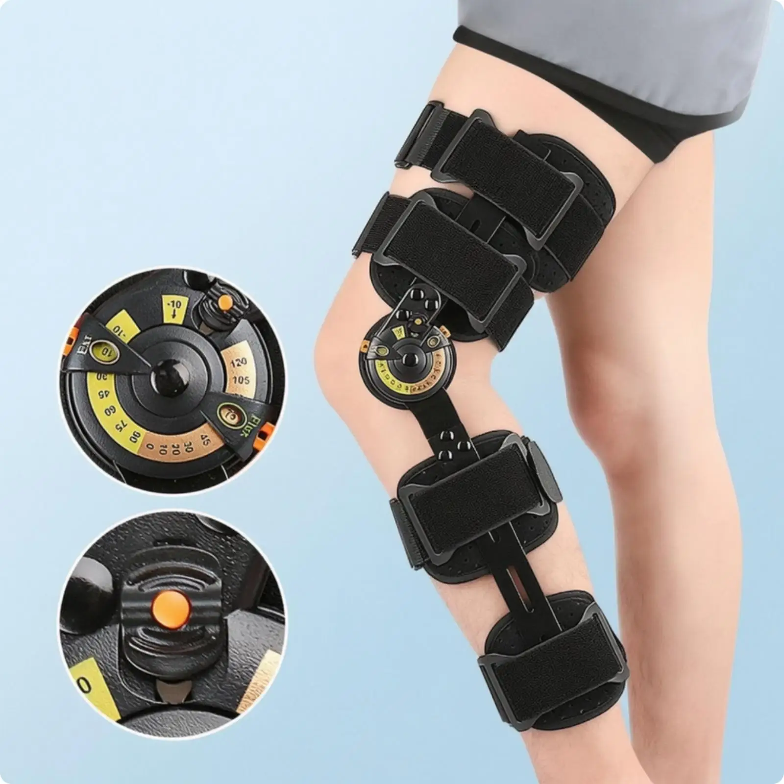 Stabilizing Knee Brace with Locking Dial for Motion Control and Compression Pad for Running Basketball Cycling and Hiking