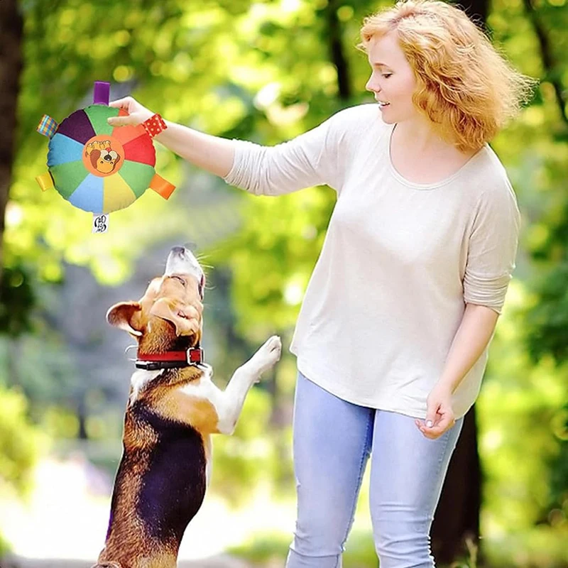 15cm Dog Plush Flying Saucer Toy Funny Interactive Dog Toys Ball with Bells Puppy Outdoor Training Game Chew Toy Pet Accessories