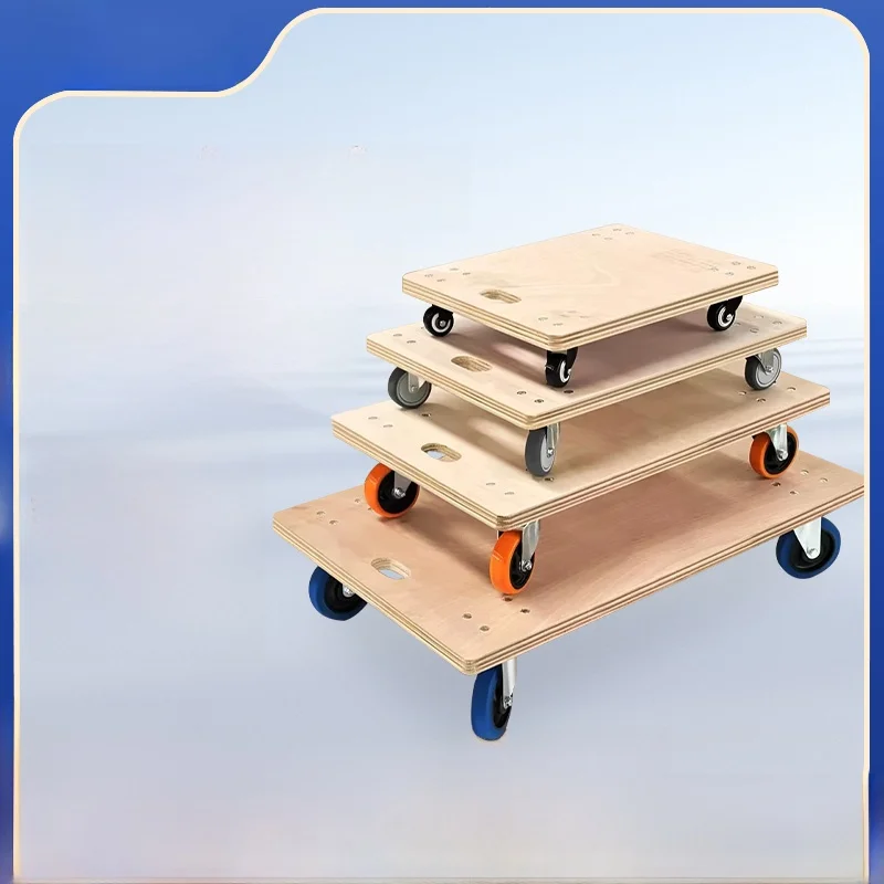 

Thiened Wood Board Turtle Car Flat Small Hand Tru Silent Universal Wheel Home Moving Storage Organizer Hand Pu Cart