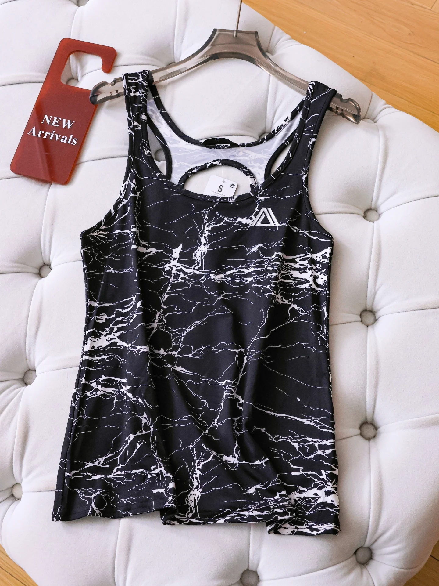Slim Fit Quick Dry Yoga Fitness round Neck Sports Bra Women's Tank Top Color Block Print Hollow out Design Polyester Fiber