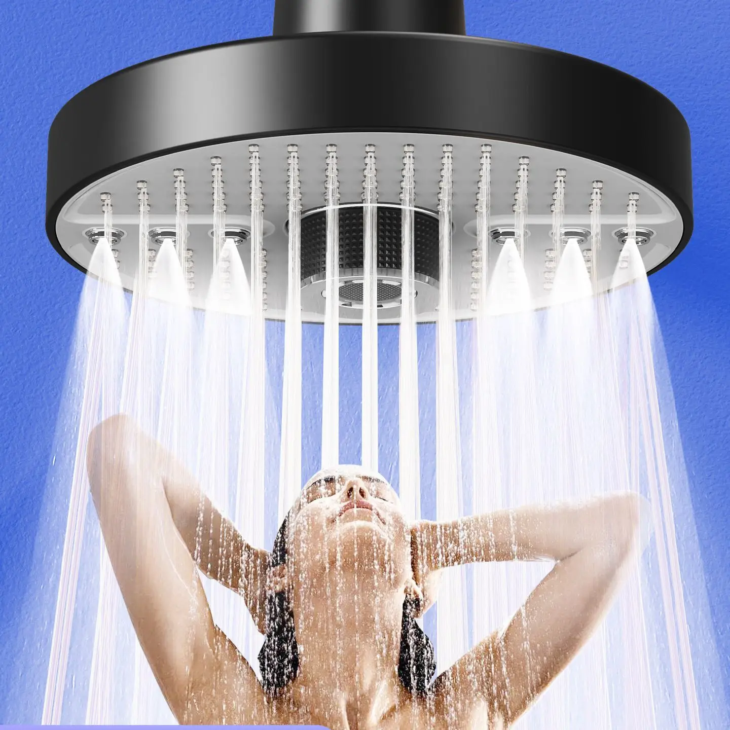 

Adjustable 5 Speed Shower Head 7 inches Overhead Showerhead Liquid Silicone Water Outlet Shower for Bathroom Accessories