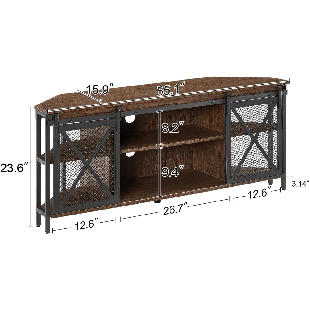 حامل ركن تلفزيون ريفي 55 مع وحدة تخزين ووسائط صناعية