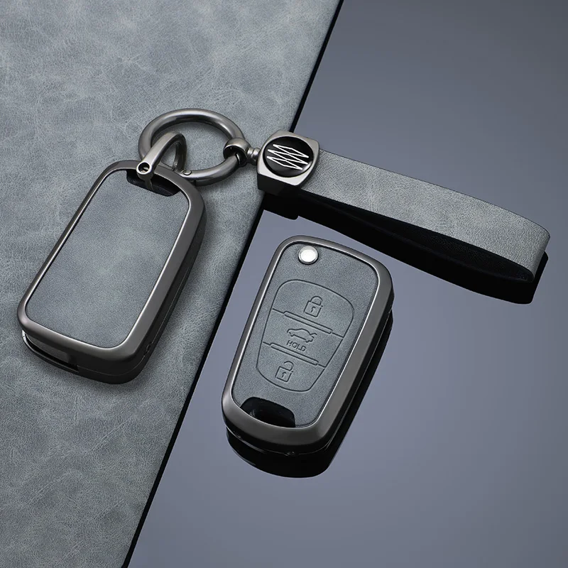 leather Zinc Alloy Car Key Case Cover For KIA Rio 3 Ceed Pro Optima Pride Sportage Soul K2 K5 Key Chain Accessories