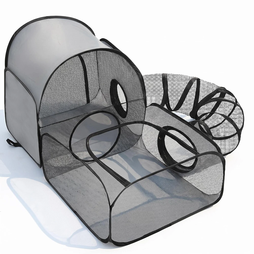 

Portable Cat Fence With Looped Tunnel 2 Connection Design Indoor Outdoor Enclosed Tent For Small Pets Cats