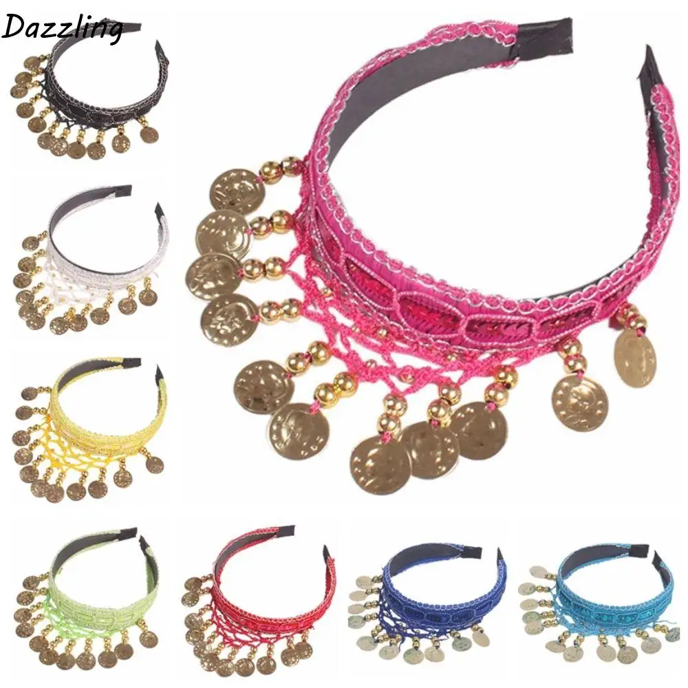 

Creative Ethnic Style Sequin Head Chain Bohemian Bead Belly Dance Hairband Jewelry Crown Head Hoop Costumes