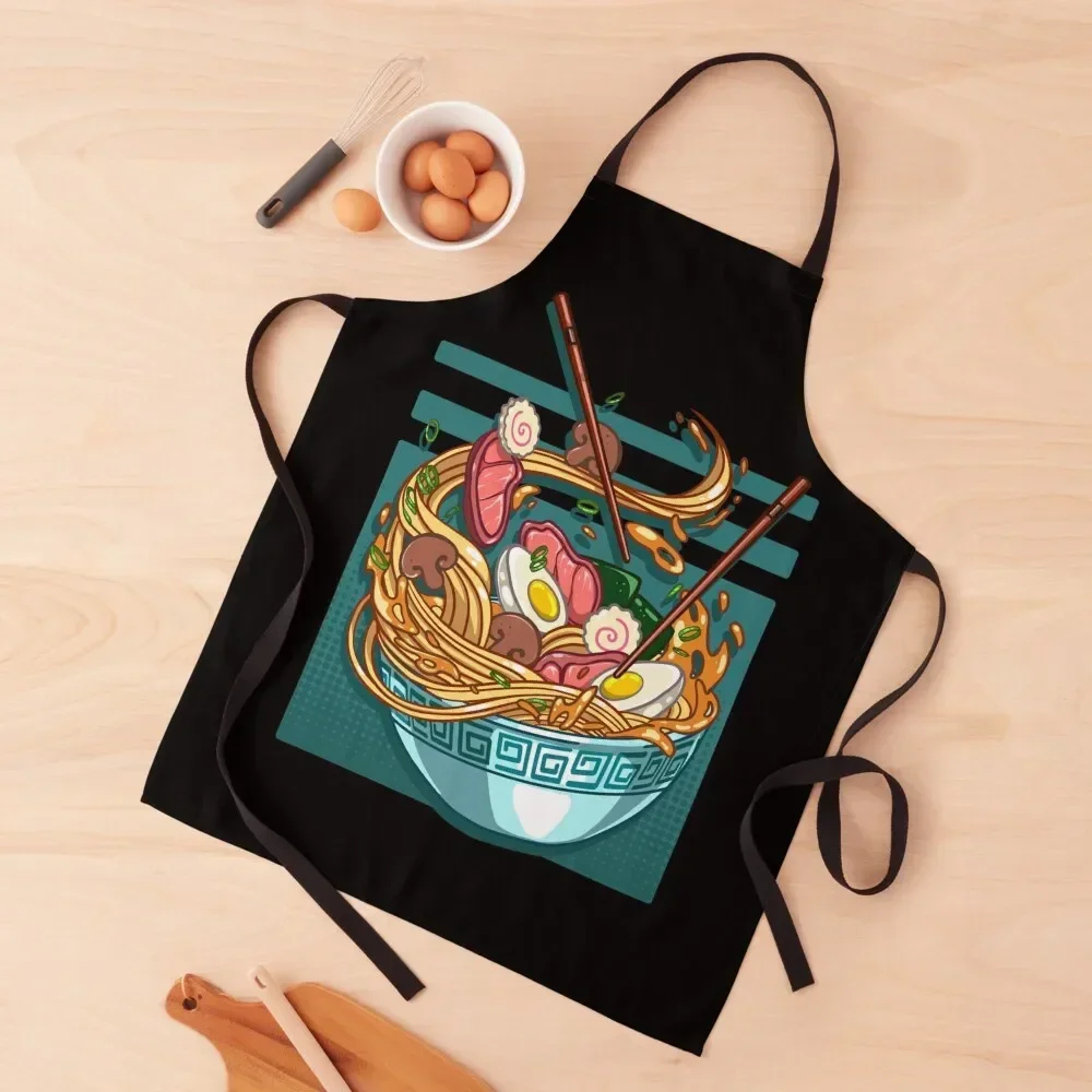 

The delicious falling Japanese ramen bowl Apron Professional Barber Art Womens Dresses Bib For Kitchen Apron