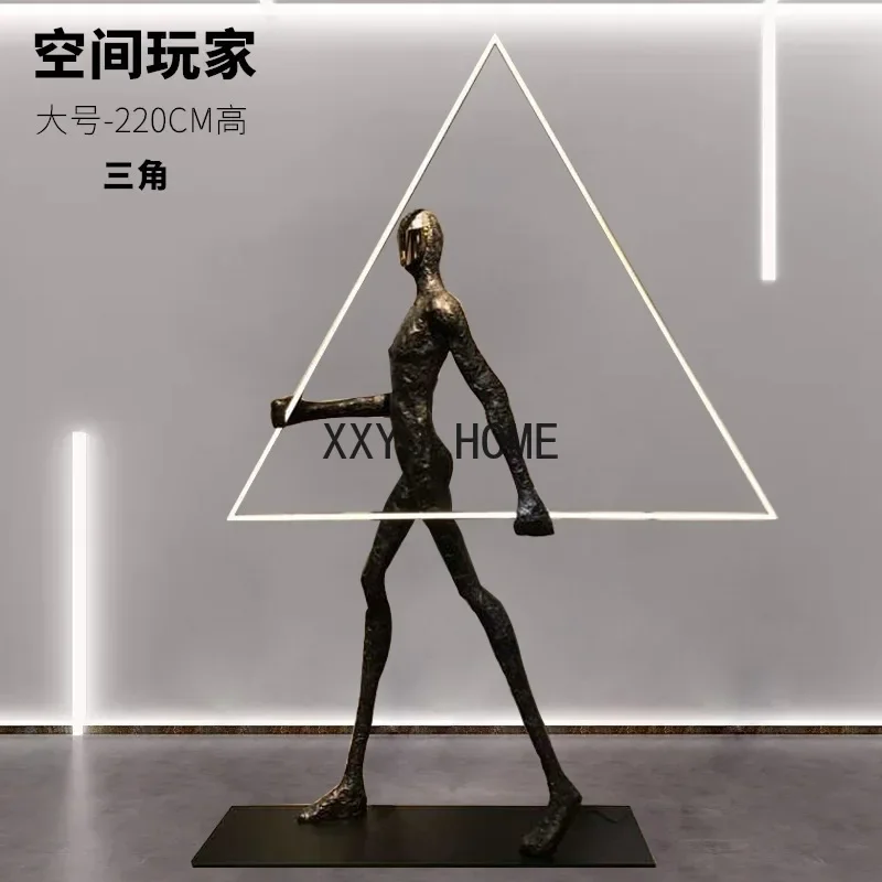 Kunstmatige Vloerlamp Met Licht Grote Decoraties Abstracte Figuur Sculptuur Glazen Stalen Vloerlamp Voor Winkelcentrum Hotel