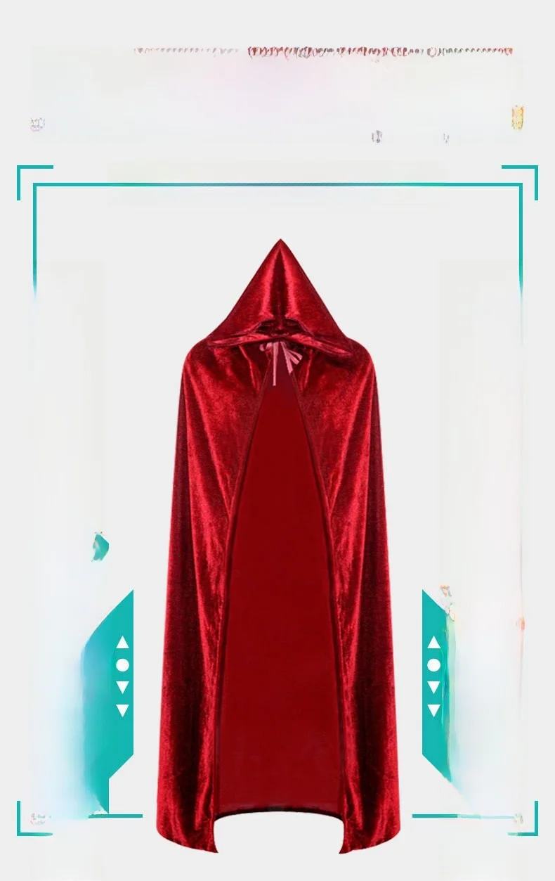 Halloween Adult Long Hooded Cloak Medieval Retro Stage Performance Costume Witch Doctor Witch's Robe Polyester Fiber 100%