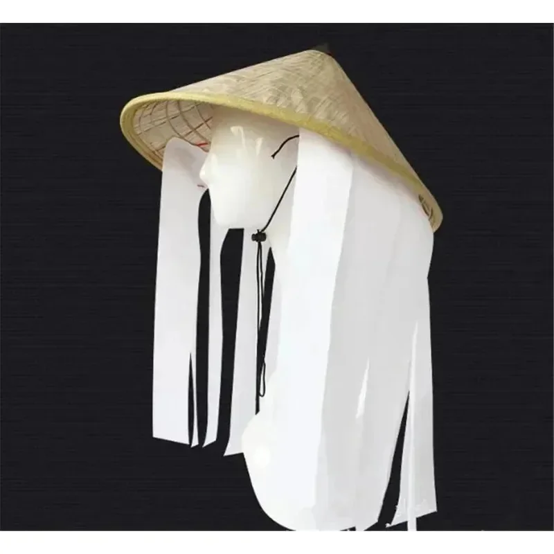 Nouveau 2026 Chapeau de soleil conique en bambou et paille, style Cosplay Japonais Organisation 111, avec cloche, FamCos