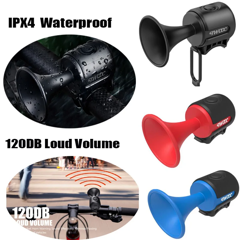 Electric Bicycle Horn Bike Bell Accessories Horns Speakers 120db Loud Warning Sound Waterproof bocina For Kids Scooters Bikes