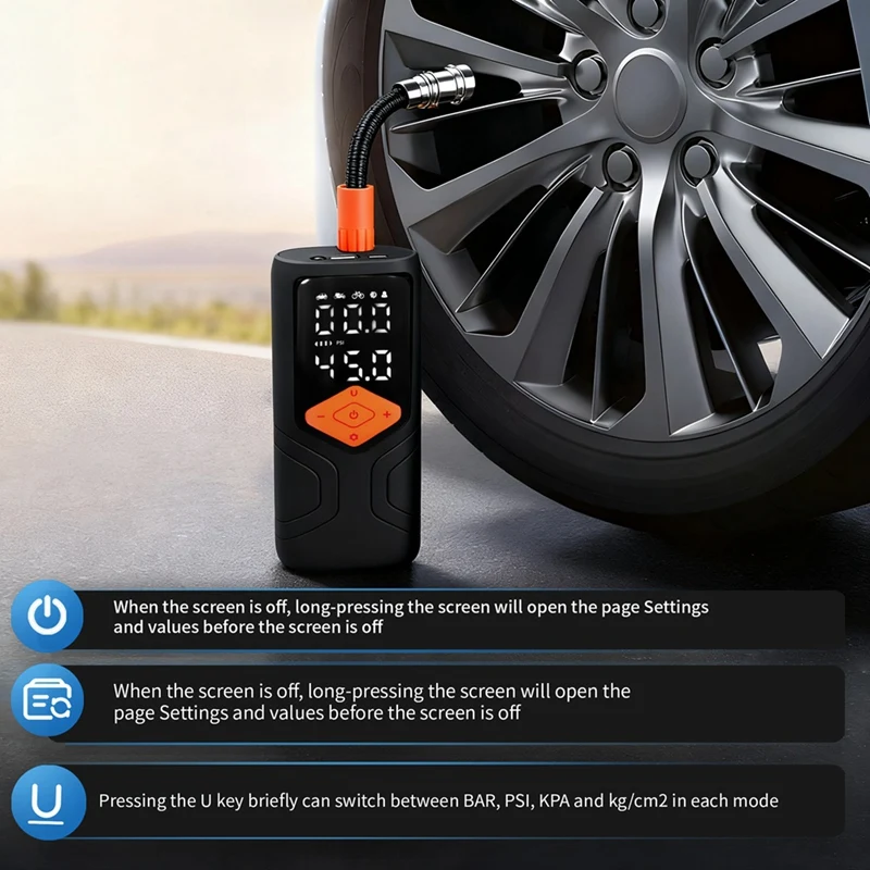 Super Sale Portable Wireless Car Air Pump with Digital Display and Lighting Quick Tire Inflation