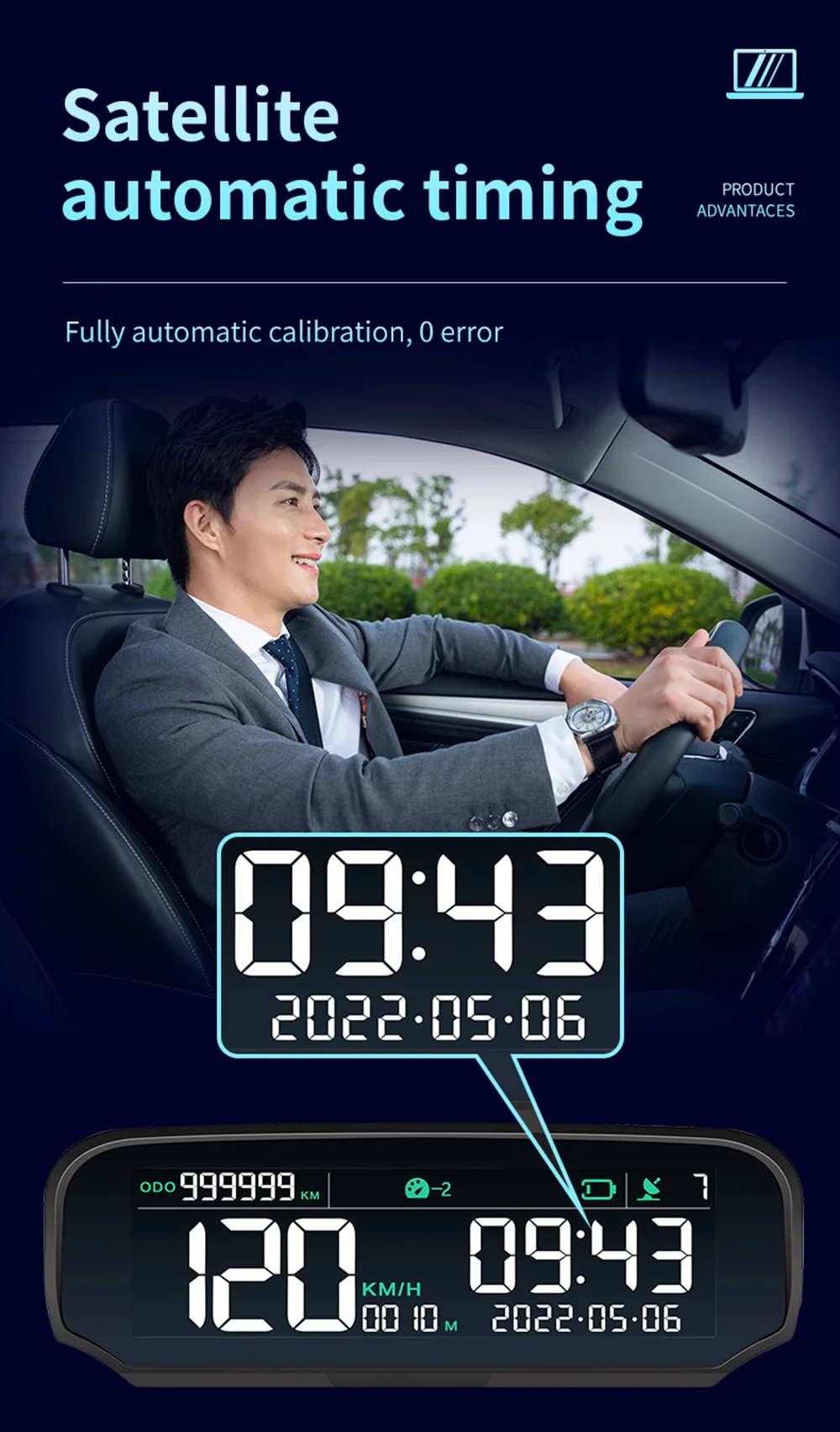 Head-Up-Display Neues Auto-Messgerät X100 Solar Drehzahlmesser mit Höhen- und Geschwindigkeitsalarm Windschutzscheiben-Projektor GPS Multifunktion X98 – Detail 8