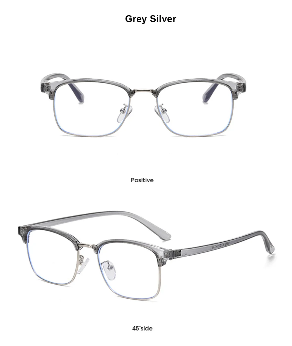 VIVIBEE Klassische Halbrandlose Anti-Blaulicht-Brille für Herren, quadratisch, Ray-Filter, Computer-UV400-Brille für Damen – Detail 13