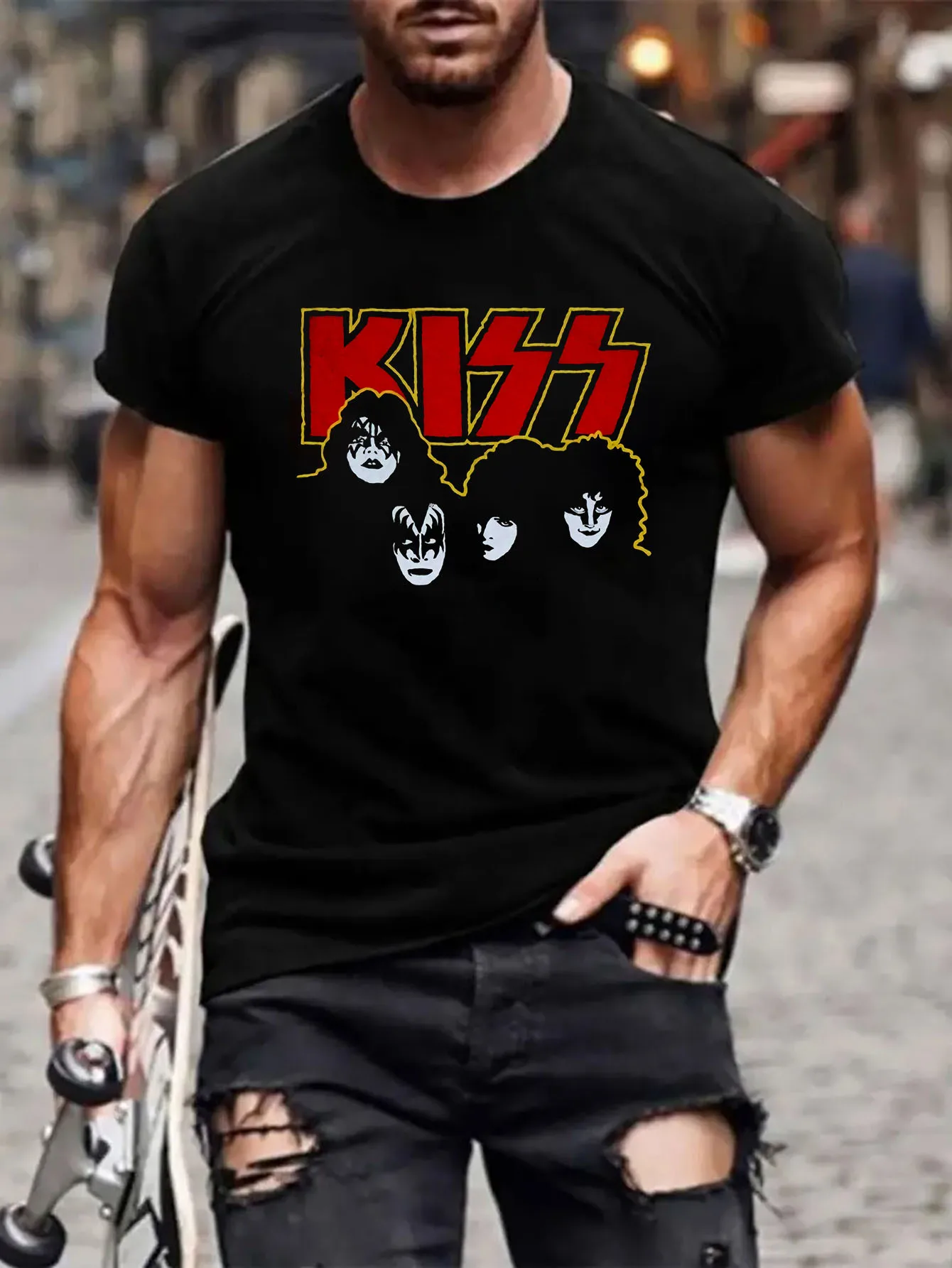 

Kiss 1980 Rare Band Concert Men's Shirts Kawaii Clothes New Gifts And T-Shirts Mens T Shirt Short Sleeve Tees Printed AMK04424