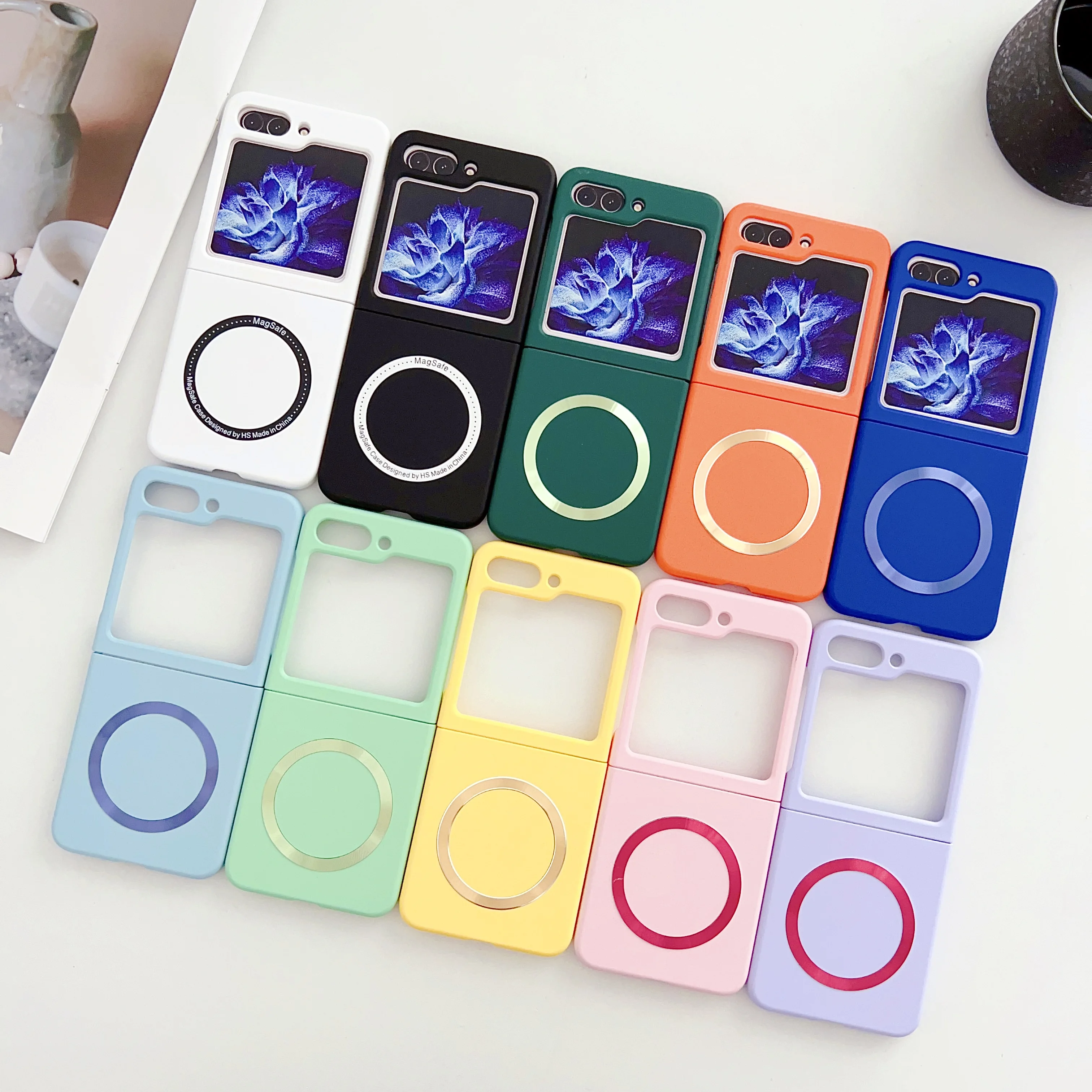 Magnetic Wireless Charging Case for Galaxy Z Flip 4 3 5 Magsafe Case Flip 6 Skin feel Shockproof Cover Flip4 Flip5 Flip3 Cases