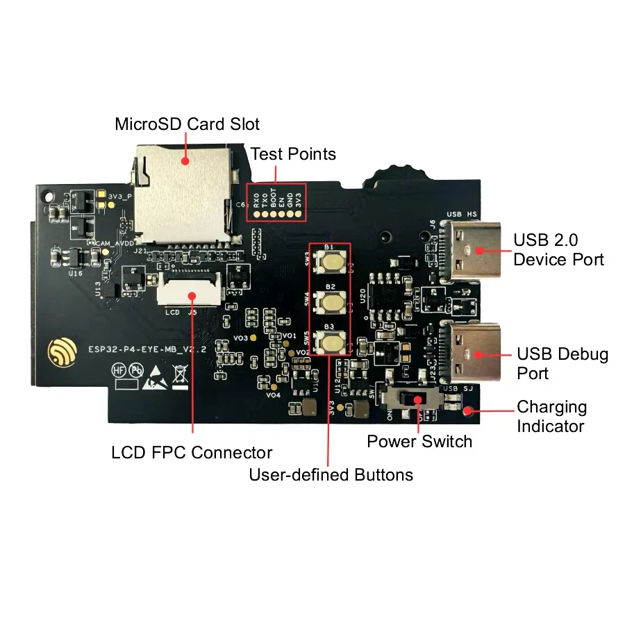 لوحة تطوير رؤية AI مقاس 1.54 بوصة LCD ESP32-P4-EYE Edge