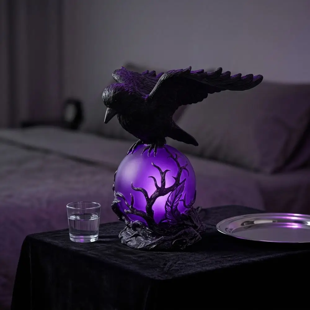 Gift Desktop Ornaments Gothic LED Lamp Creative Halloween Bird Sculptures Decoration Table Lamp Home Decor