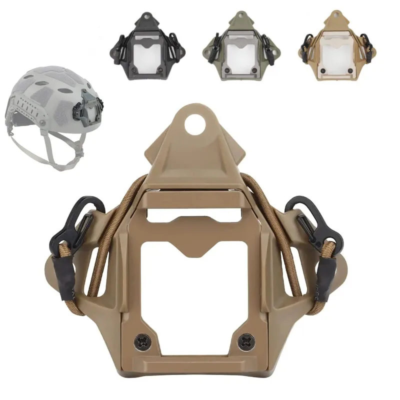 BOOIU Suporte para capacete tático, visão noturna, liga de alumínio, nylon com corda de gancho, acessórios de montagem para capacete NVG para