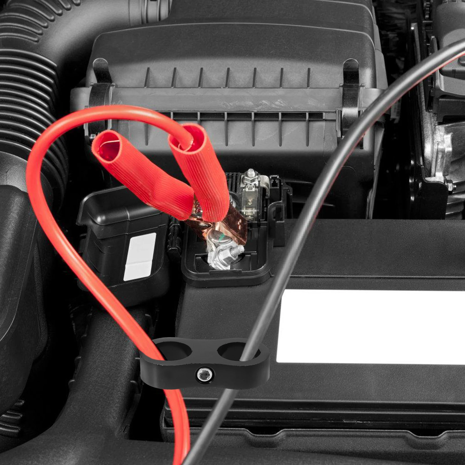

2pcs Oil Pipeline Clamp Hose Clips Black AN10 Aluminum Alloy Automotive Fittings Dual Hole Design Easy Install