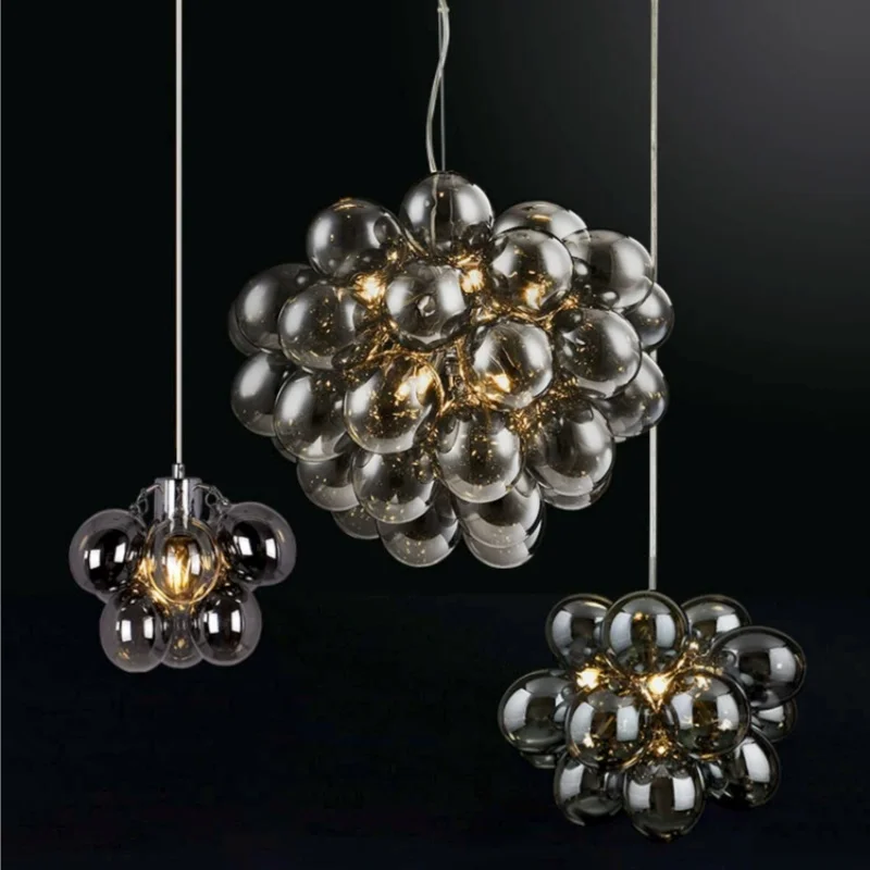 Creative Modern LED Chandeliers Transparent Champagne Glass Pendant Light for Dining Living Room Restaurant Decor Light Fixture