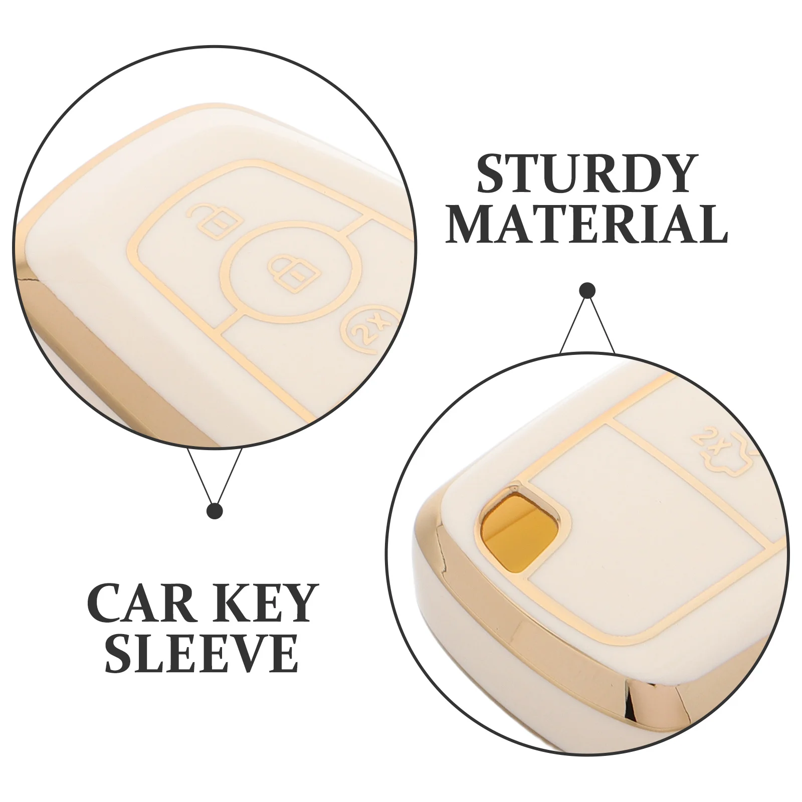 حامل سلسلة مفاتيح DINHEAROM للسيارة وغطاء حماية لجهاز التحكم عن بعد باللون الأبيض