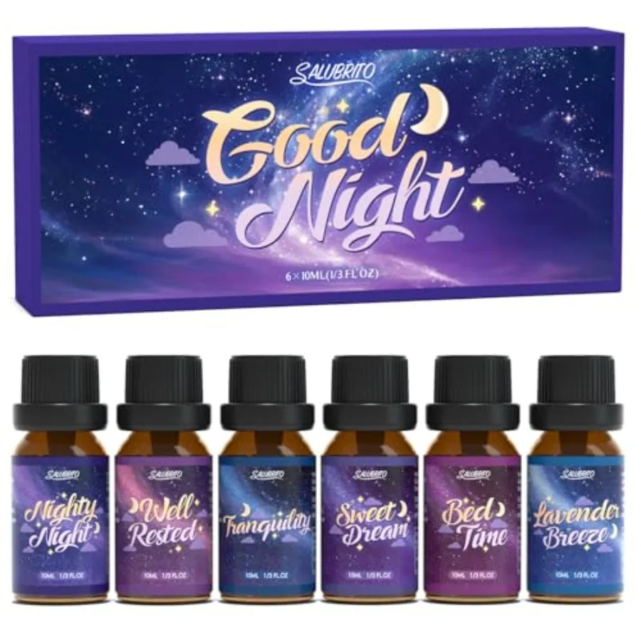 

Good Night Fragrance Oils, Premium ential Oil Set for Diffuser, Soap, Candle Making scents, Nighty Night, Well Rested, Tranquil