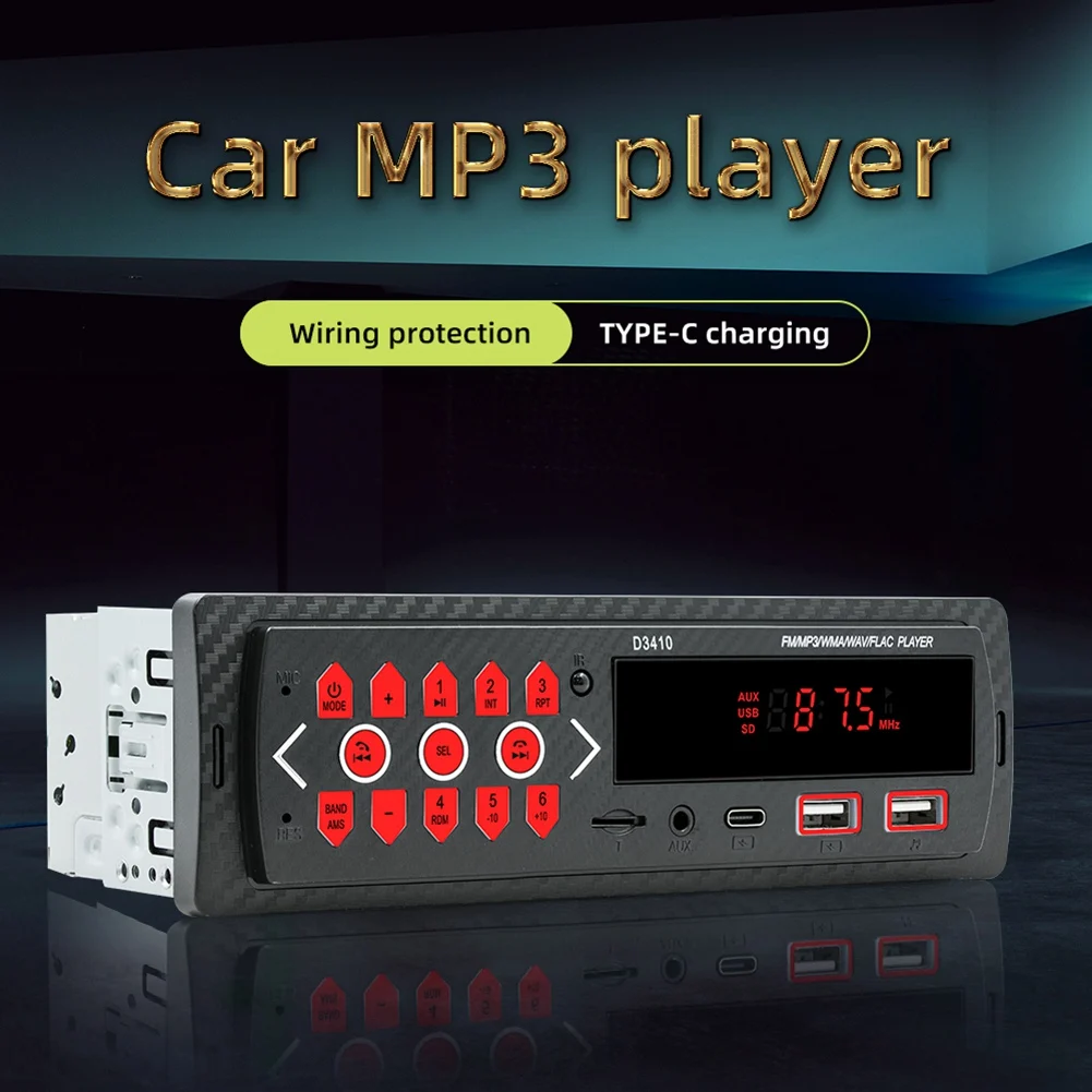 Car MP3 Player Smart Bluetooth Hands-Free Car Radio Audio Stereo Dashboard Bluetooth Multimedia Car Radio Player D3410