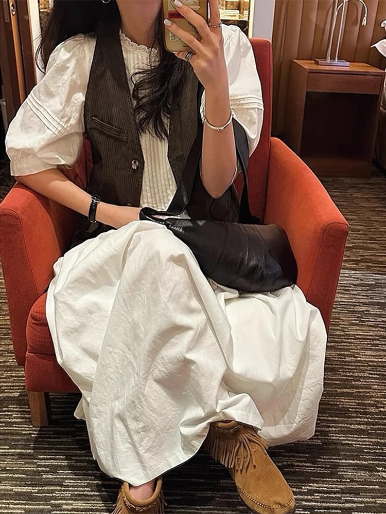 Vestido Longo Psado com Mangas Bufantes da Liangliang Heavy Industry, Novo Design de Verão para Mulheres, Vestido com Rend...