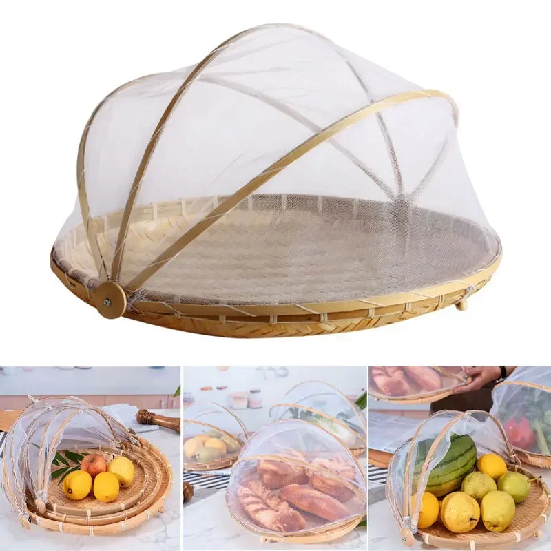 

S/M/L ручная работа, корзина для еды, поднос для овощей, хлеба, фруктов, контейнер, сетчатый чехол, защита от насекомых, пыли, убийца, пикник на открытом воздухе