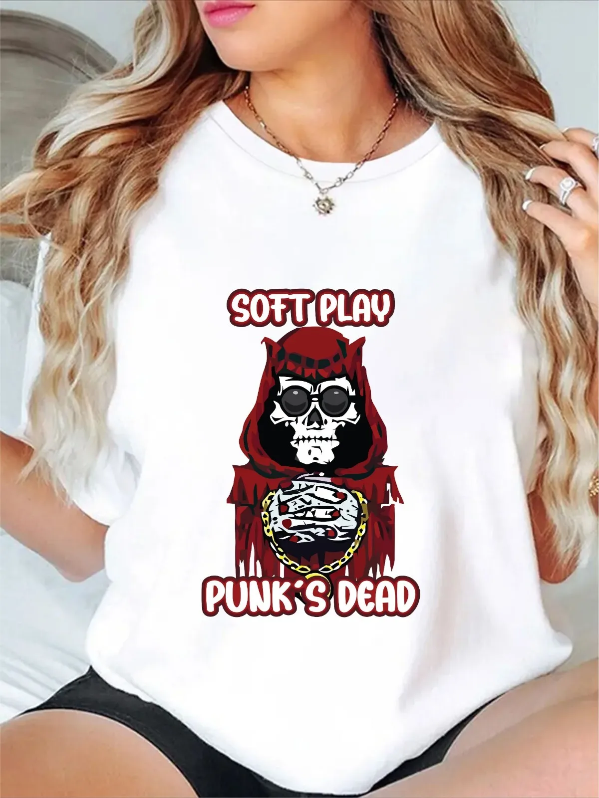 Soft Play Punk's Dead Graphic T-shirt, Grim Reaper Goth Punk shirt, unisex top