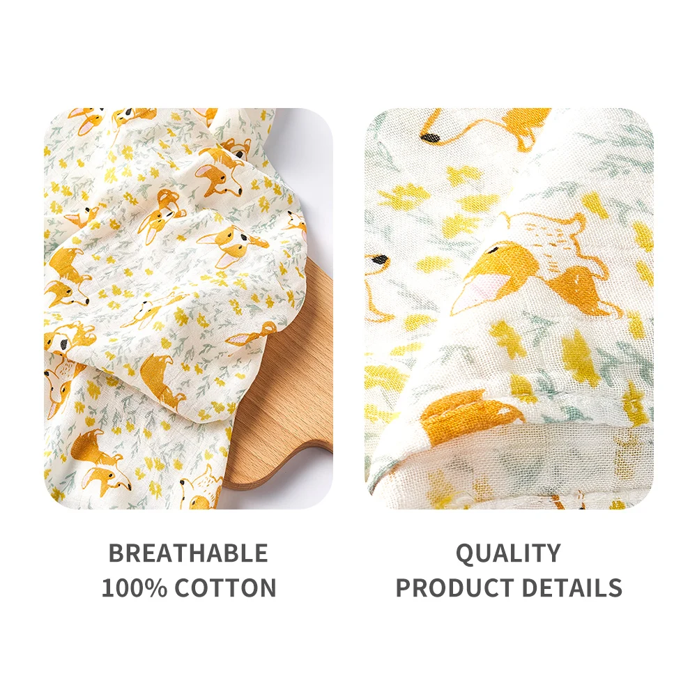 HappyFlute 60*60cm 5Pcs/set Super Soft Muslin Swaddle Feeding Burp Cloth Newborn Soft Bamboo Cotton Baby Face&Hand Wash Wipe