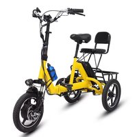 Folding Electric Tricycle Adults With Passenger Seat 500w 48v 3 Wheel Family Electric Bicycle Ladies With Rear Basket