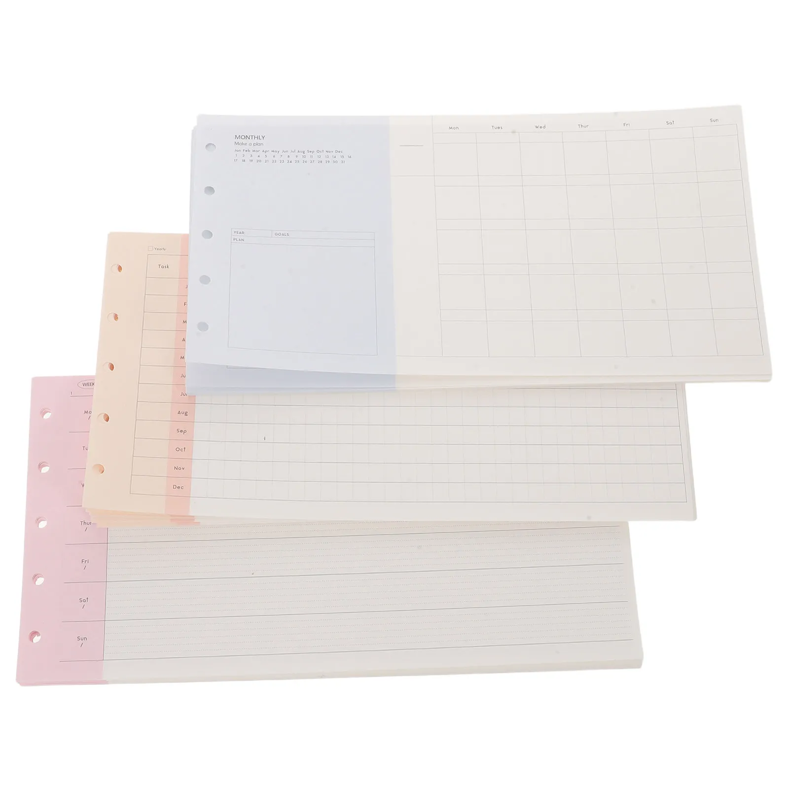

3 Sets M5 Planner Inserts 5 Hole Tri Fold Planner Refill Paper 120gsm A6 Binder Inserts Loose Leaf Filler Paper for Monthly