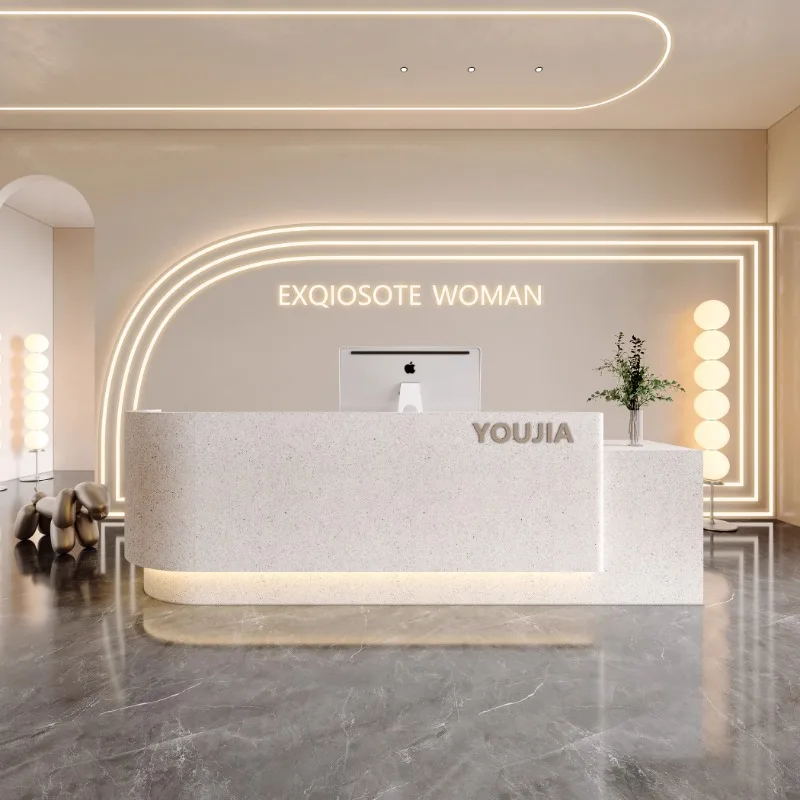 Executive Reception Desk Front Coffee Checkout Beauty Service Desk Salon Siting Bar Scrivania Bianca Legno Modern Furniture