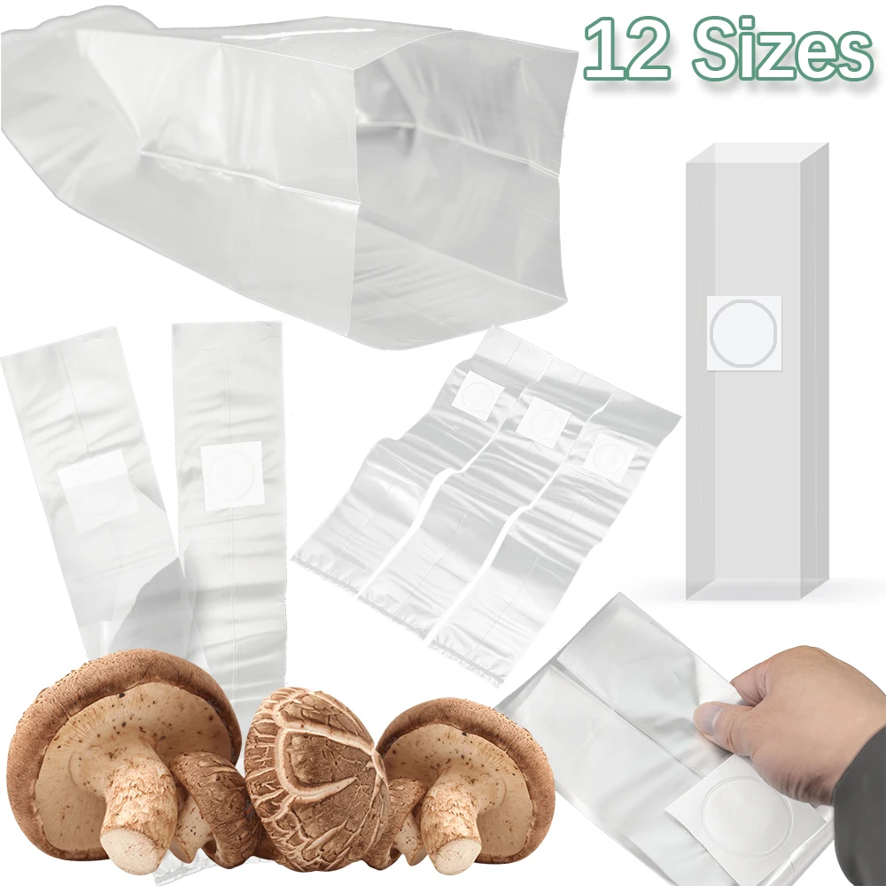 12 Sizes PVC Mushroom Spawn Growth Bag Breathable Containers Filter Keep Humidity High Temperature Plastic Pot Growing Planter