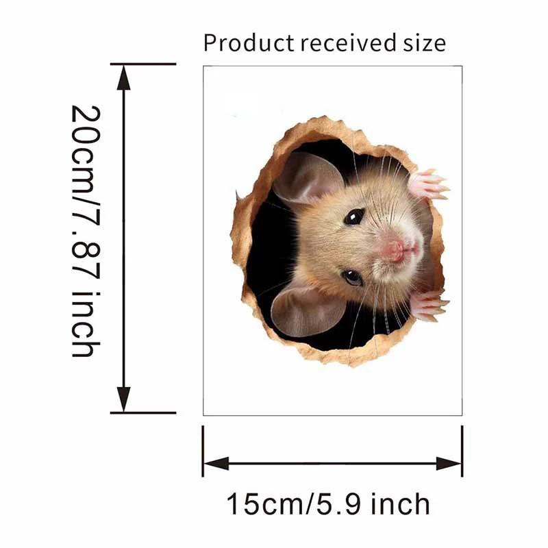 1pc Creative Mouse Hole Wall Sticker, A Cute Mouse Design That Peeks Through a Hole, Used for Fun Home Decoration in Living Room