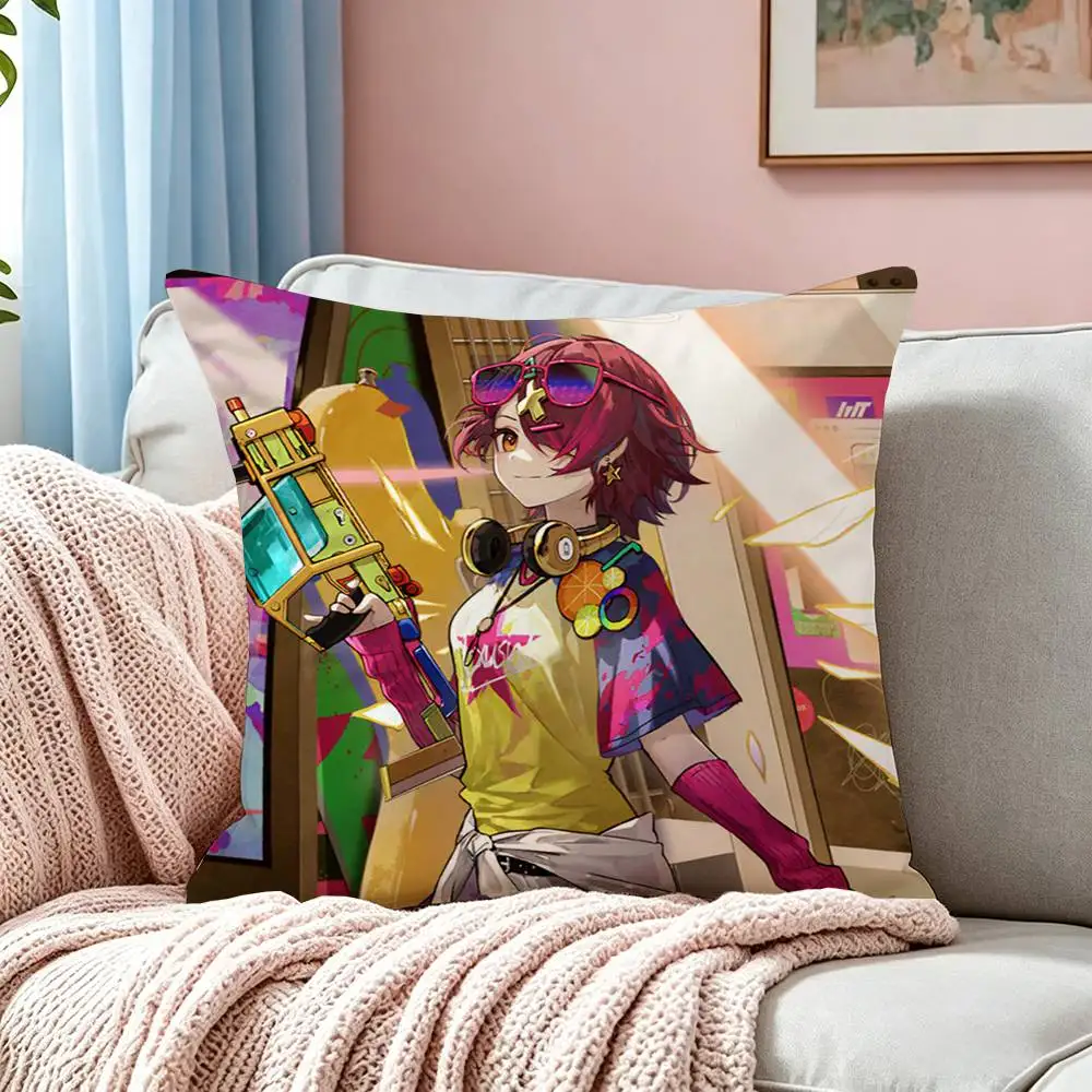 Arknights Game E-Exusiai Pillow Case Square Double-Sided Sofa Cushion Cover Bedroom Bedside Pillow