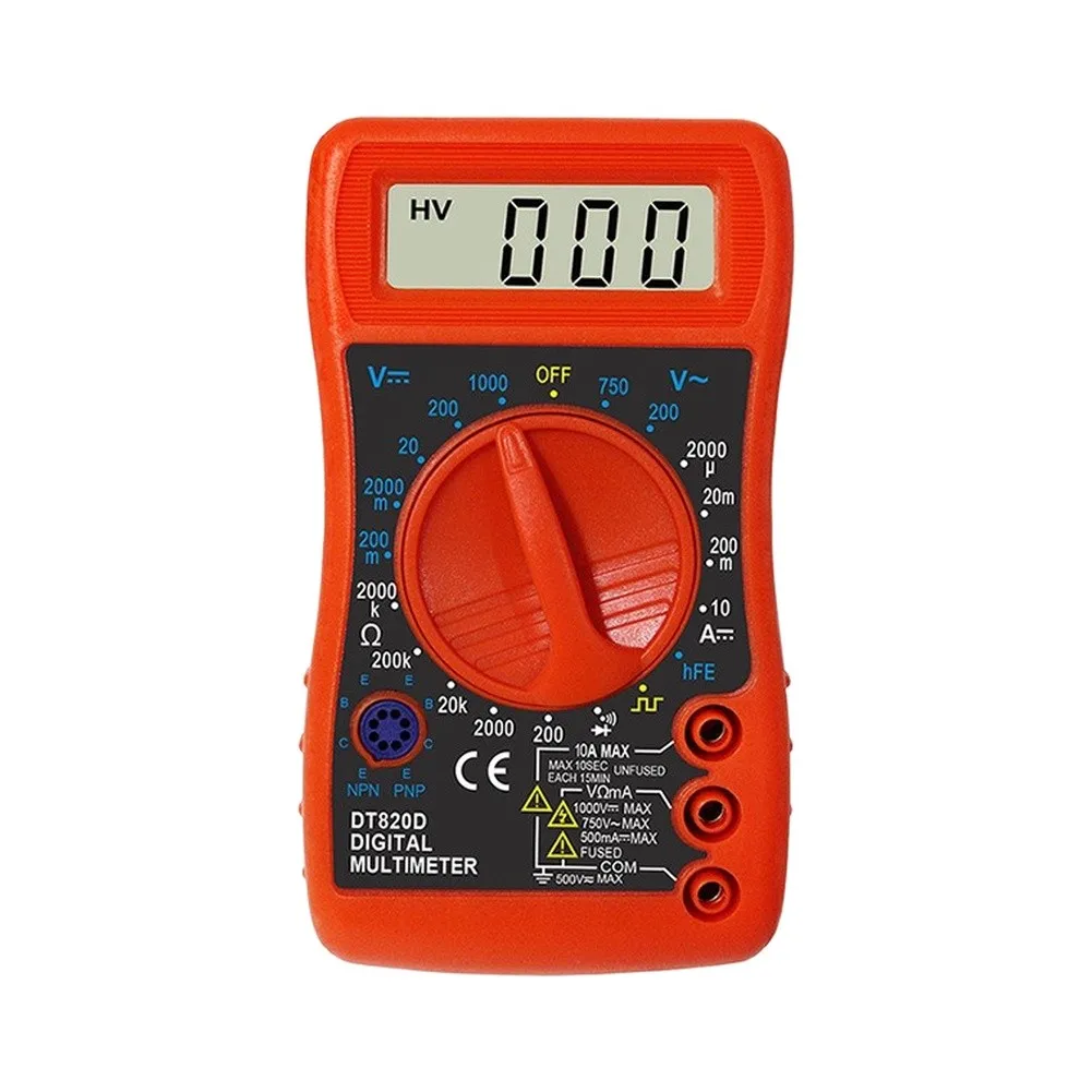 DT820D Multimeter Red ABS Portable Handheld Electronic Tester For Circuit Repair DIY With Overload Protection Digital Display