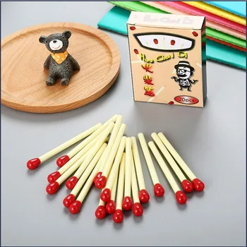 100 adet yaratıcı Matchstick mavi tükenmez kalemler sevimli öğrenci Mini cep yağlı kalemler eğlenceli çocuk ödülü okul malzemeleri