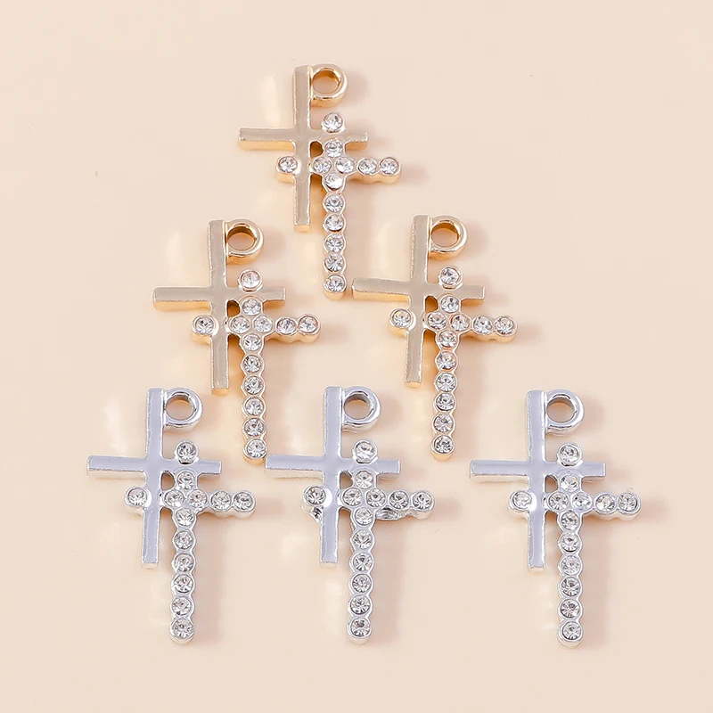20 Stück 14x23mm Niedliche Kristall-Legierungs-Kreuz-Anhänger für Schmuckherstellung, Ohrhänger, Halsketten, Armbänder, DIY-Bastelbedarf – Detail 6